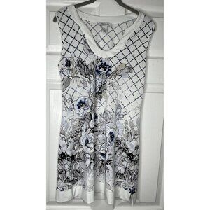 White House Black Market Blue Floral Print Sheath Dress Small